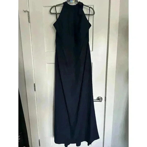 After Six BOW-NECK OPEN-BACK TRUMPET GOWN - MIDNIGHT NAVY - Size 18 - Picture 2 of 2